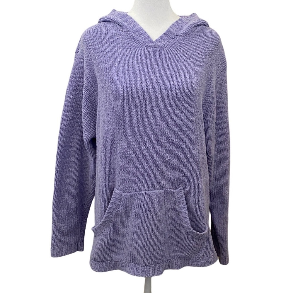 Alpine Design Lavender Knit  Hooded Sweater. Size M. Front Pocket.